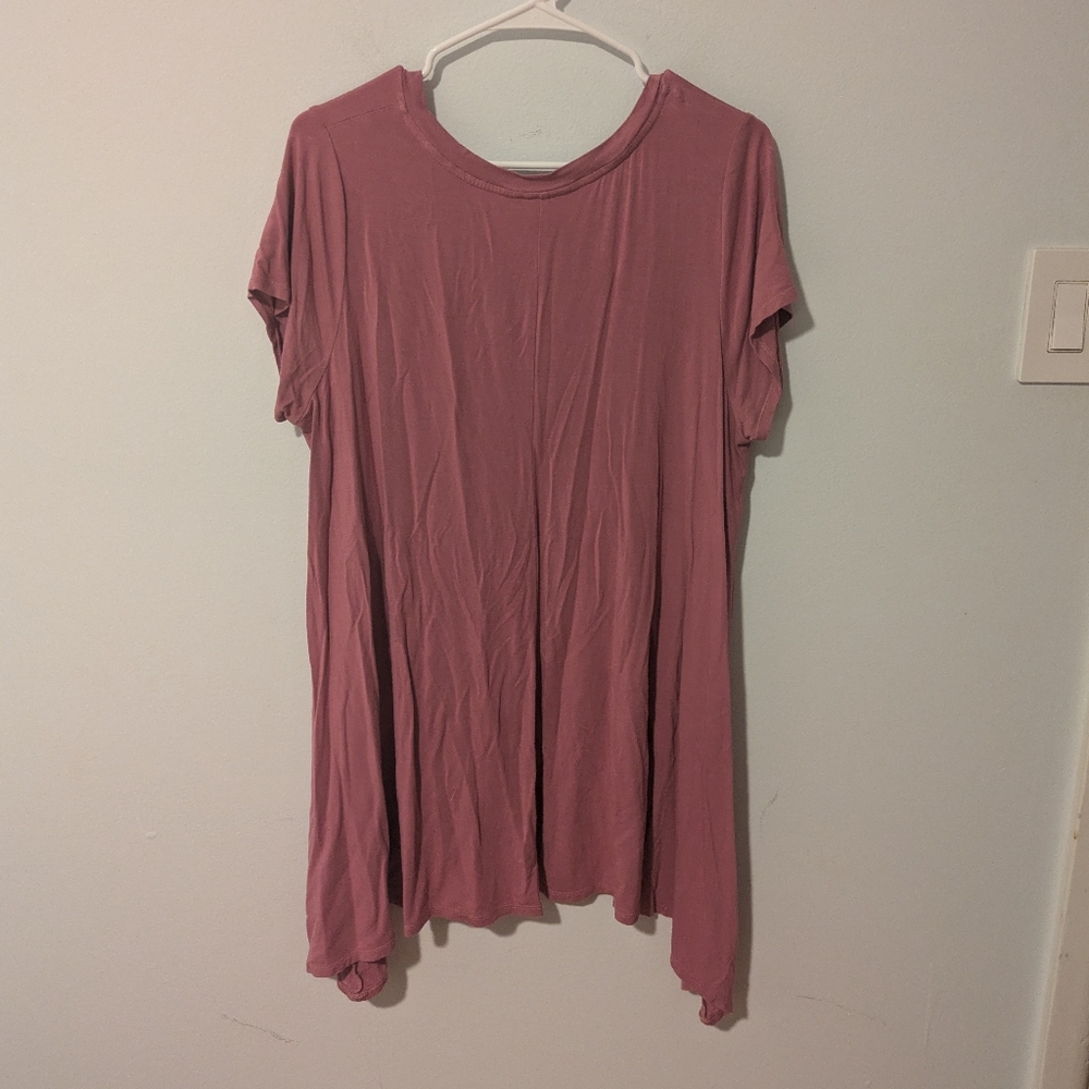 ModCloth Fervour A Crush on Casual Rose Pink Short Sleeve V-Neck Tunic Size 1X - Picture 11 of 13